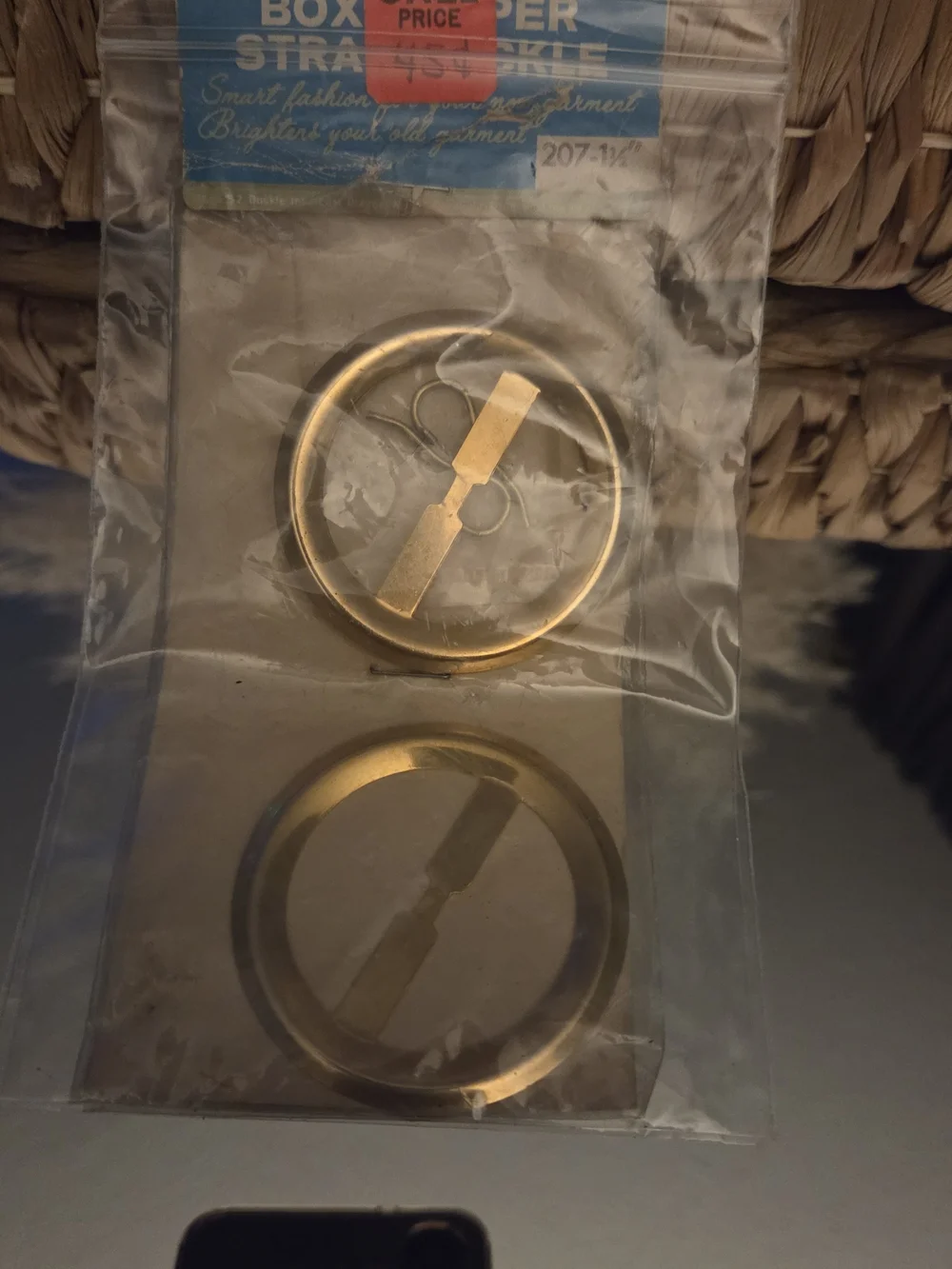 Vintage E-Z Box Jumper Strap Buckles NOS Gold Tone Sewing Notions 2pc